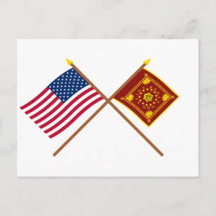 Cartão Postal Cruzados entre os Estados Unidos e Pulaski Flags