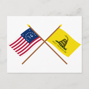 Cartão Postal Cruzei as bandeiras de Bennington e Gadsden