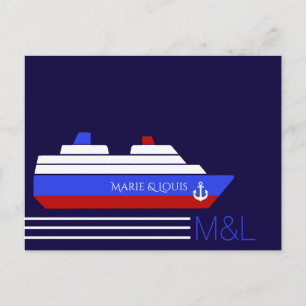 Cartão Postal cruzeiro com viagem casal vermelho e azul
