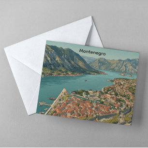 Cartão Postal Cruzeiro Vintage pelo Mar da Baía de Kotor e Centr