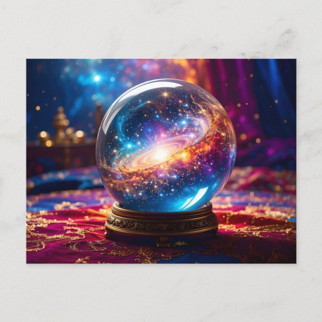 Cartão Postal Crystal Ball - Vejo Um Evento Cósmico No Seu Futur (Frente)
