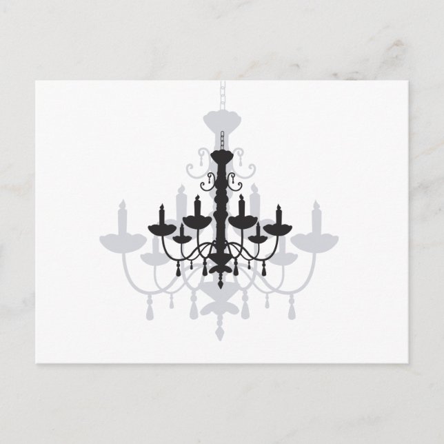 Cartão Postal Crystal Chandelier Black Gothand Shadow (Frente)