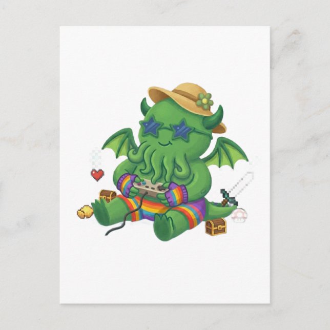 Cartão Postal Cthulhu Bebê Gamer (Frente)