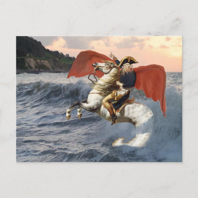 Cartão Postal Cthulhu Bonaparte na praia. (Frente)