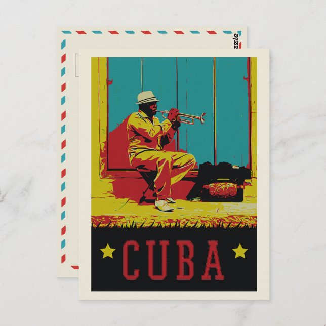 Cartão Postal Cuba Caribe músico típico de Havana Postcard (Frente/Verso)