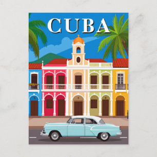 Cartão Postal Cuba: Carro Clássico Retroativo e Velho Havana Col