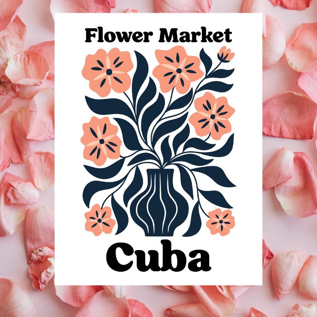 Cartão Postal Cuba Flower Market Potted Blossom & Dark Foliage (Cuba Flower Market Potted Blossom & Dark Foliage Postcard)