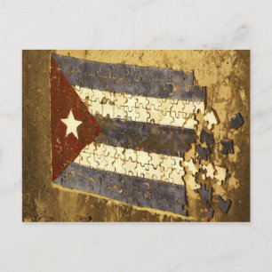 Cartão Postal CUBA, Havana. Quebra-cabeça em mosaico da bandeira