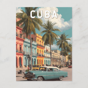 Cartão Postal Cuba Illustração Viagem Art Vintage