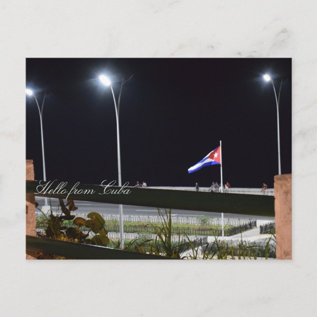 Cartão Postal Cuba Malecon Night Sea Wall Photo (Frente)