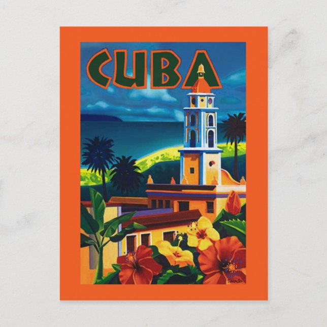 Cartão Postal Cuba Poster de viagens Hibiscus (Frente)