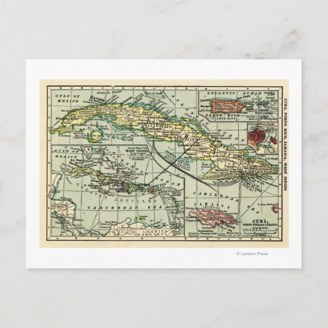 Cartão Postal CubaMapa PanorâmicoCuba (Frente)