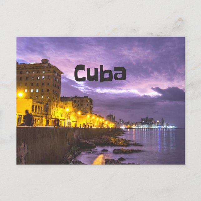 Cartão Postal Cubana Havana - Praias À Noite (Frente)