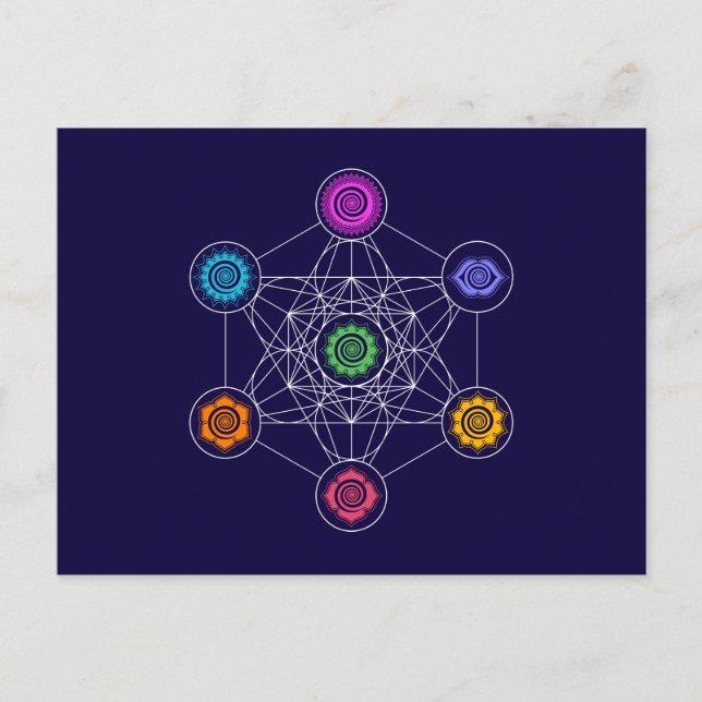 Cartão Postal Cubo de Metatron, Chakras, Centros de Energia Cósm (Frente)