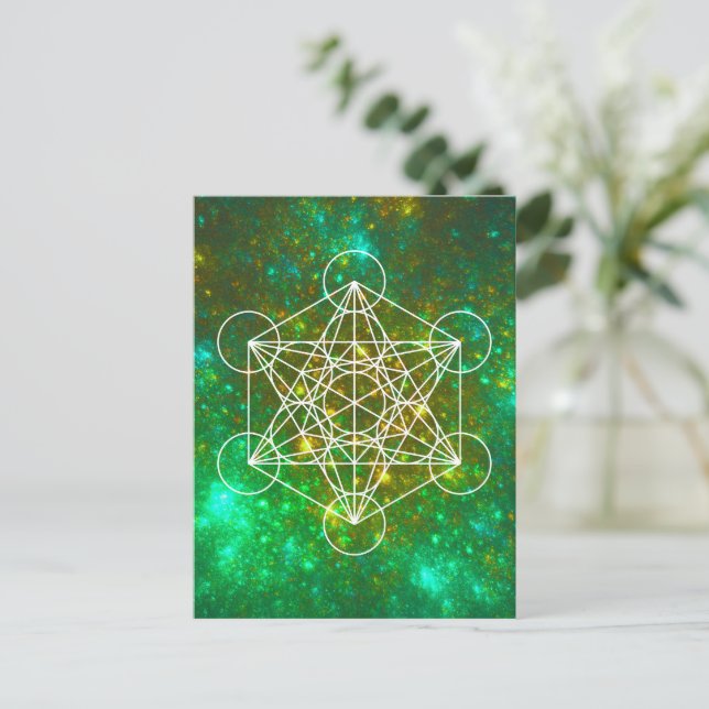 Cartão Postal Cubo de Metatron, Geometria Sagrada, Símbolo Espir (Em pé/Frente)