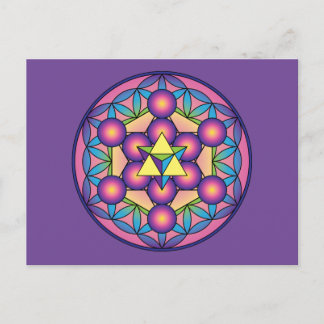 Cartão Postal Cubo de Metatron Merkaba na Flor da Vida