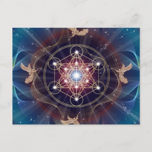 Cartão Postal Cubo de Metatron - Merkabah - Geometria Sagrada (Frente)