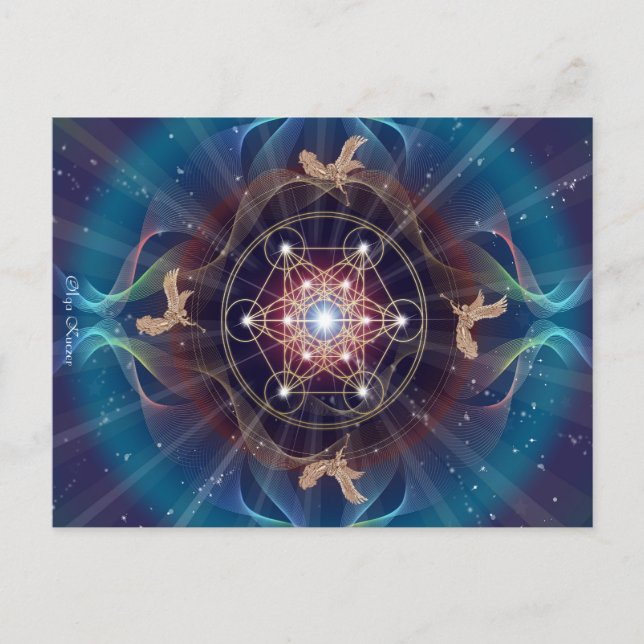 Cartão Postal Cubo de Metatron - Merkabah - Geometria Sagrada (Frente)
