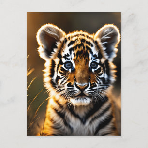 Cartão Postal Cubo de Tigre de Bebê