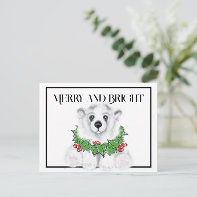 Cartão Postal Cubo de urso polar, Papai noel (Em pé/Frente)