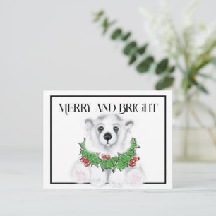 Cartão Postal Cubo de urso polar, Papai noel
