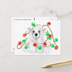 Cartão Postal Cubo de urso polar, Papai noel