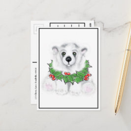 Cartão Postal Cubo de urso polar, Papai noel