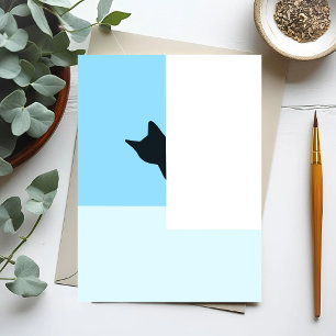 Cartão Postal Cucu Pintura de Gato Espiando ao Redor da Quina