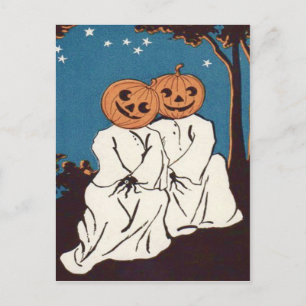 Cartão Postal Cuddle Pumpkin Jack O' Lantern Ghost