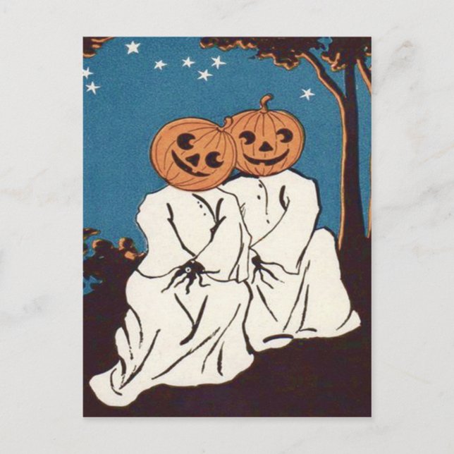 Cartão Postal Cuddle Pumpkin Jack O' Lantern Ghost (Frente)