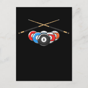 Cartão Postal Cue Bolas de Bilhar Retro Jogador de 8 Bolas