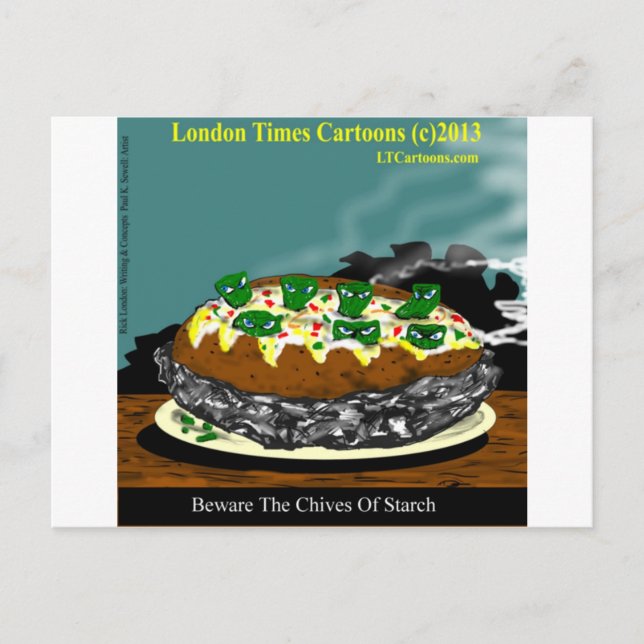 Cartão Postal Cuidado com as Cebolinhas de Amido Batata Engraçad (Frente)