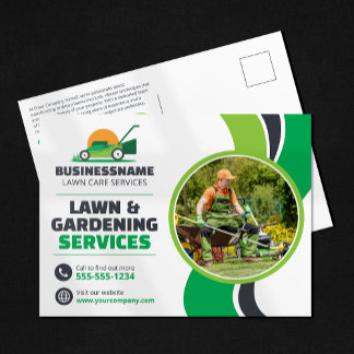 Cartão Postal Cuidado com Gramado Cortando Grama Mulching Paisag