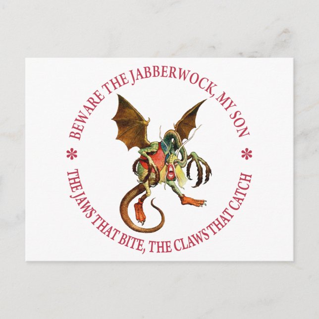 CARTÃO POSTAL CUIDADO COM O JABBERWOCK, MEU FILHO (Frente)