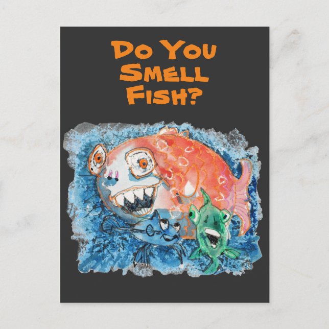 Cartão Postal Cuidado com peixes grandes #170306 (Frente)