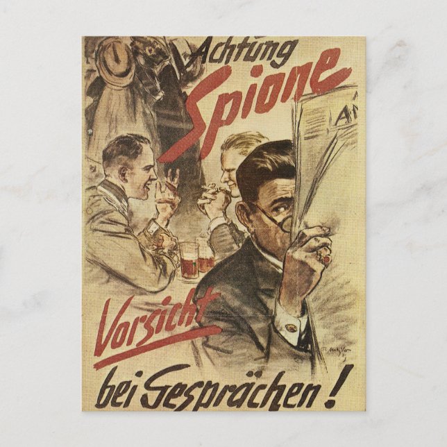 Cartão Postal Cuidado - espiões poster (Frente)