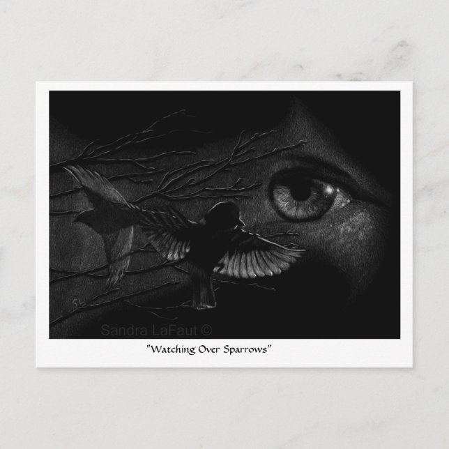 Cartão Postal Cuidando dos Pardais Postcrossing Postcard (Frente)