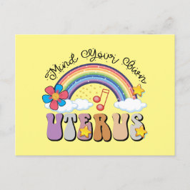 Cartão Postal Cuide do seu útero Feminista Pro Choice Rainbow