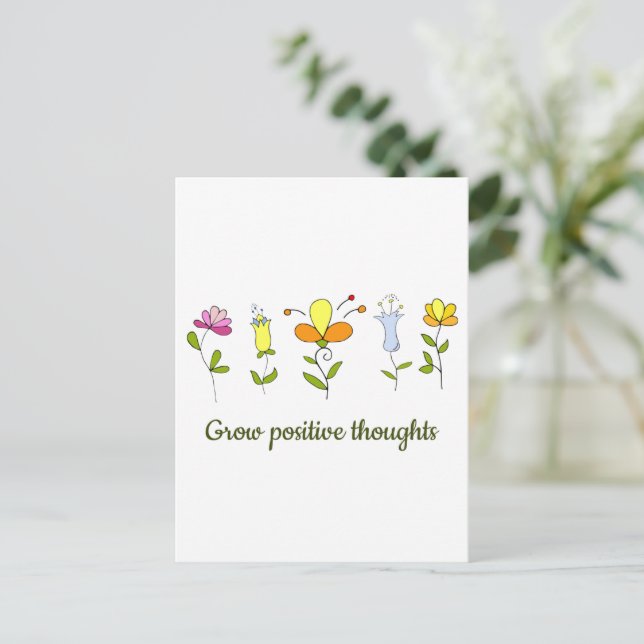 Cartão Postal Cultivar flores de pensamentos positivos (Em pé/Frente)