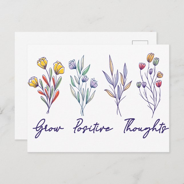 Cartão Postal Cultivar Pensamentos Positivos Plantas Florais De  (Frente/Verso)