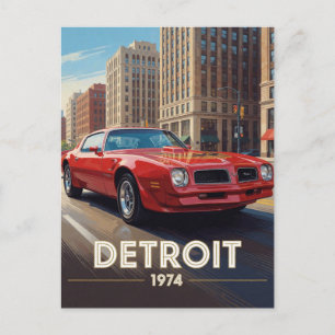 Cartão Postal Cultura Automobilística Americana de Detroit 1974