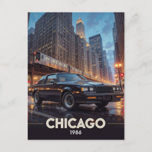 Cartão Postal Cultura da Estrada Noturna de Chicago 1986 Illinoi