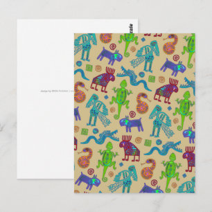 Cartão Postal Cultura Mexicana Africana Padrão Tribal Primitivo 