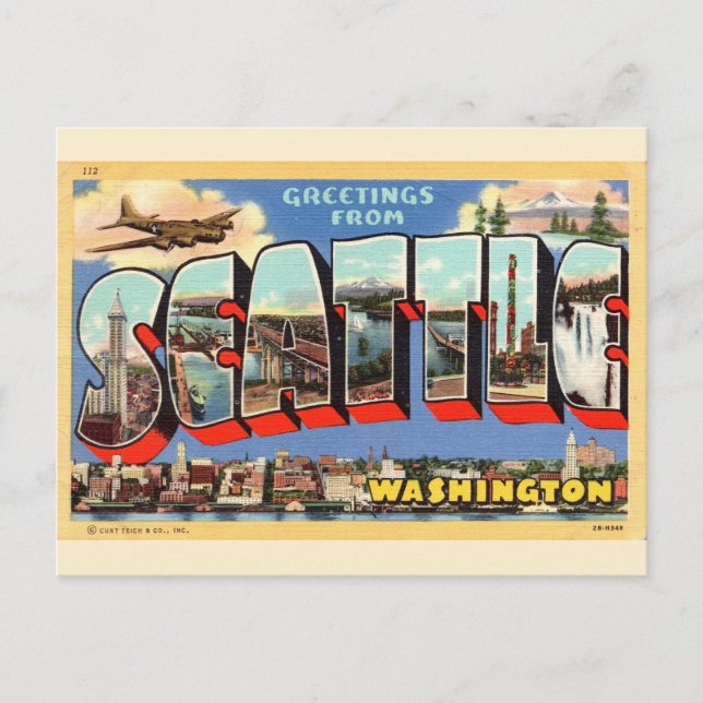 Cartão Postal Cumprimento de Seattle (Frente)