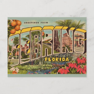 Cartão Postal Cumprimento de Sebring Flórida Vintage