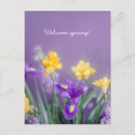 Cartão Postal Cumprimento Floral de Primavera, estética pastel