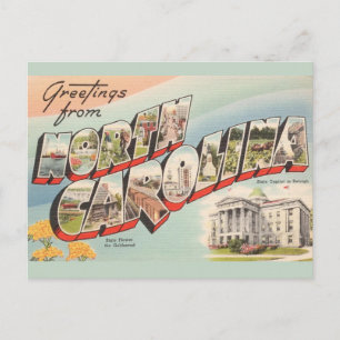 Cartão Postal Cumprimento Vintage da Carolina do Norte