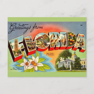 Cartão Postal Cumprimento Vintage Florida