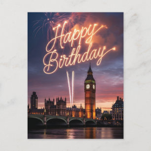 Cartão Postal Cumprimentos de aniversário da paisagem urbana de 