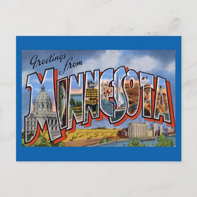 Cartão Postal Cumprimentos de Minnesota (Frente)